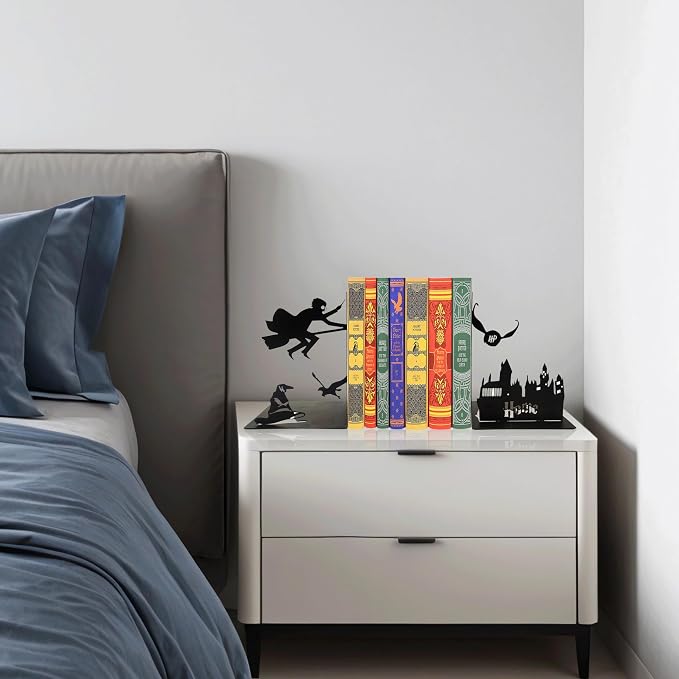 Black Magic Book Stopper - Decorative Bookends for Bookshelf - Unique Gifts for Family Friends Kids, Study Room Home Office Decor