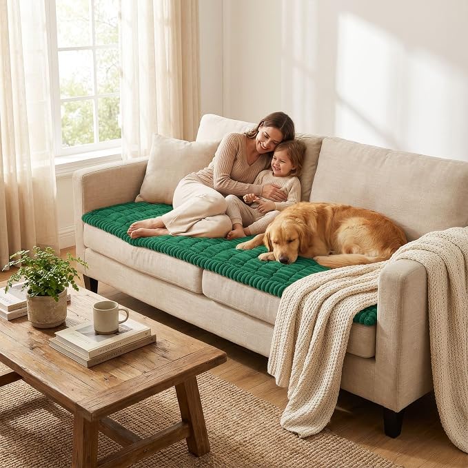Smiry Couch Cover for Dogs, Non Slip Washable Sofa Protector for Pets, Soft Furniture Cover for Pet, Stylish Sofa Covers, Cozy Protect Against Fur, Dirt & Everyday Messes (Turquoise, 35.4" x 63")
