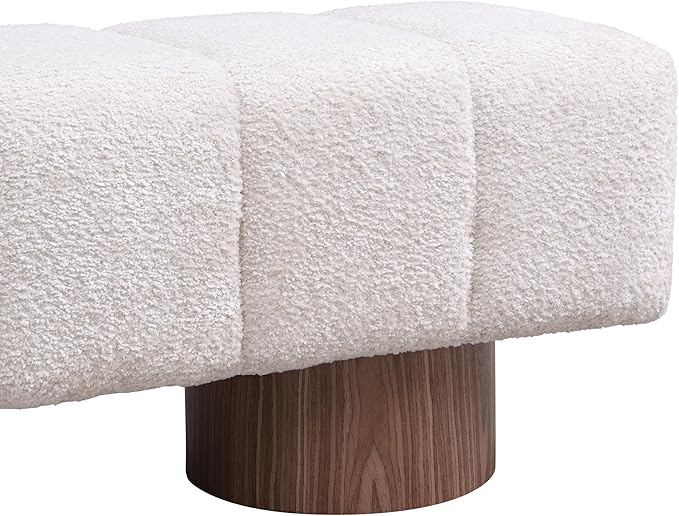 Christopher Knight Home Manila 64" Boucle Dining Bench, Upholstered Ottoman Bench, Rectangular Dining Seat, Spacious Seating, Long Footstool for Living Room Dining Room, No Assembly Needed, Beige