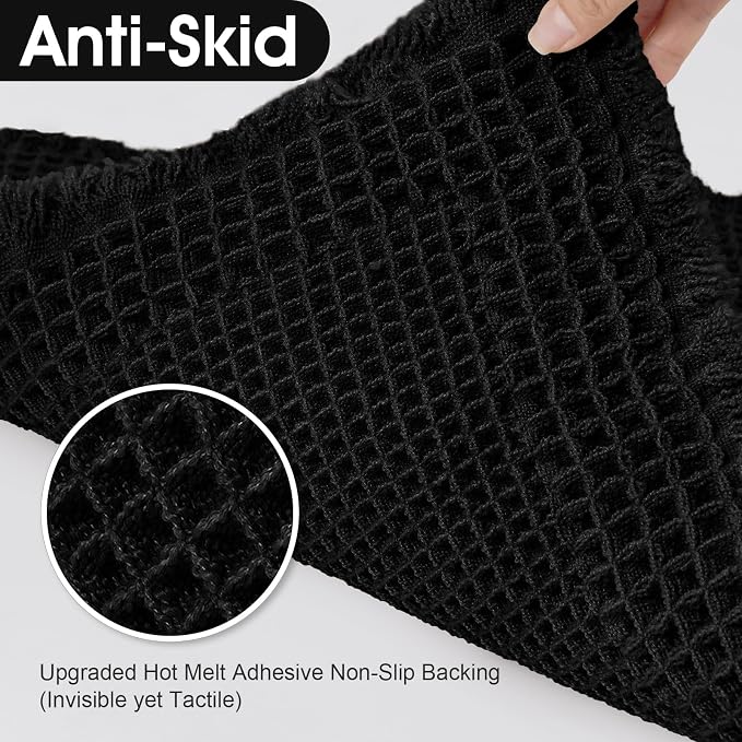 Upgraded Waffle Bath Mat, 36"x24" Black-Bordered, Super Absorbent Non-Slip Quick Dry Bathroom Rugs with Tassels, Machine Washable Ultra Soft Boho Bath Rugs for Floor, Toilet Mats Boho Farmhouse Decor