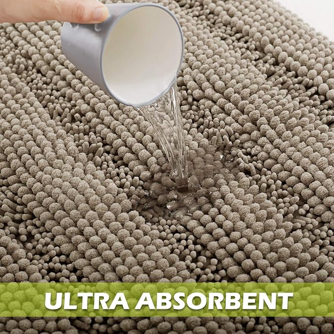 KGORGE Large Bathroom Rugs - Soft Bath Mat Water Absorbent Non-Slip Quick Drying Thick Shaggy Bathtub Floor Carpet Decor Toilet Kitchen Entryway, 60" x 24", Taupe, 1 Pc