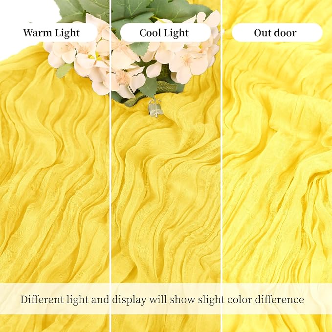 6 Pack Lemon Yellow Cheesecloth Table Runner, 17 x 108 Inch, Gauze Cheese Cloth Table Runner Rustic Sheer Runner for Wedding Birthday Party Baby Shower Table Decor(Lemon Yellow)