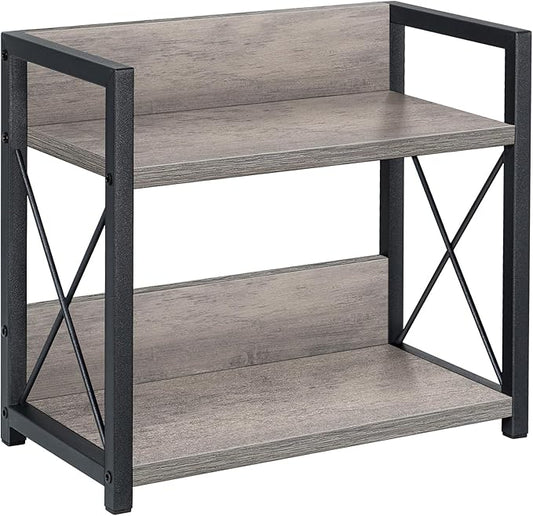 Giikin Countertop Shelf Organizer, 2 Tier Kitchen Spice Rack for Countertop, Wood Coffee Counter Shelf for Home, Particle Board and Metal, Grey, Small
