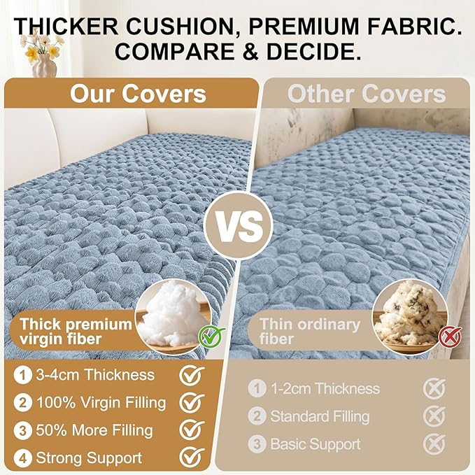 Smiry Couch Covers for Dogs Washable, Non Slip Fuzzy Pet Couch Covers for Sofa, Soft Thick Sofa Slipcovers Furniture Protector Pet Friendly (Airy Blue, 27.6" x 47")