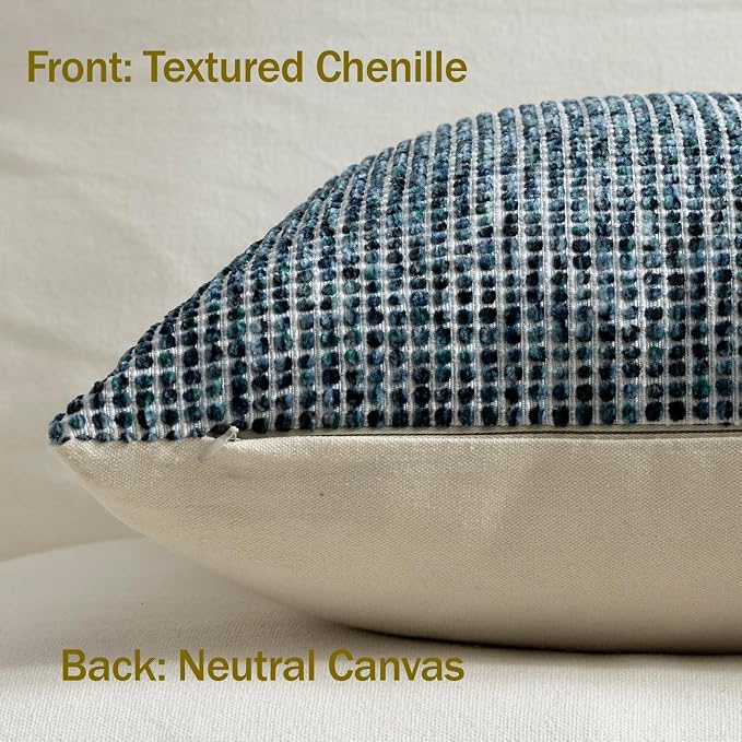 Pack of 1 Neutral Body Pillow Covers 20x54 Boho Textured Dots Stripe Chenille Rectangular Long Decorative Lumbar Pillow Cases Accents for Living Room Couch Bed Farmhouse Home Decor, Teal