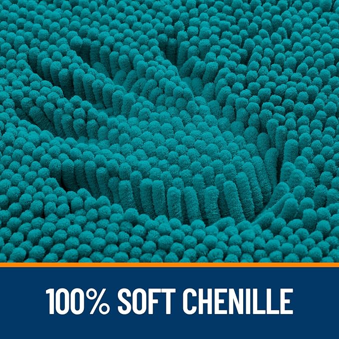 OLANLY Toilet Rugs U-Shaped 20x20, Extra Soft Absorbent Chenille Contour Bathroom Rugs for Toilet, Dry Quickly, Machine Washable, Non-Slip Bath Mat, Deep Lake