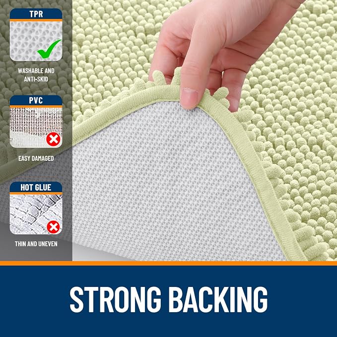 OLANLY Bathroom Rugs 30x18, Extra Soft Absorbent Chenille Bath Rugs, Rubber Backing Quick Dry, Machine Washable Bath Mats for Bathroom Floor, Tub and Shower, Home Decor Accessories, Vanilla