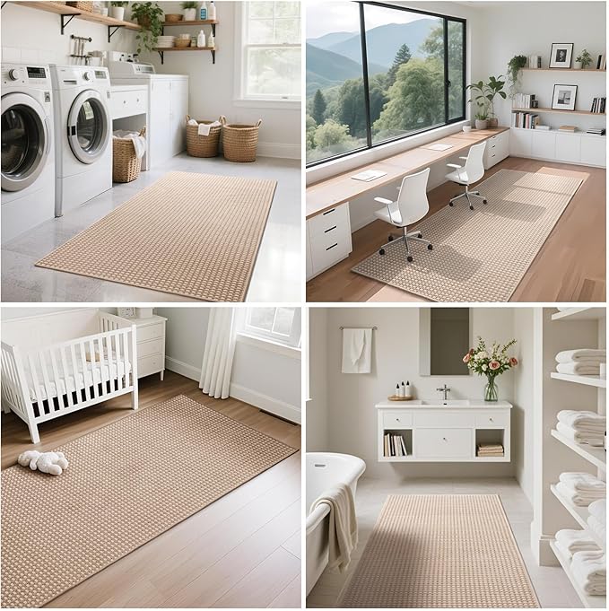 YDKGL 2x5 ft Hallway Runner Rug Boho Woven Washable Long Kitchen Runner Rugs Mat Non Slip, Soft Entryway Laundry Hall Runner Floor Carpet for Indoor Backdoor Bedroom Kitchen Living Room, Brown