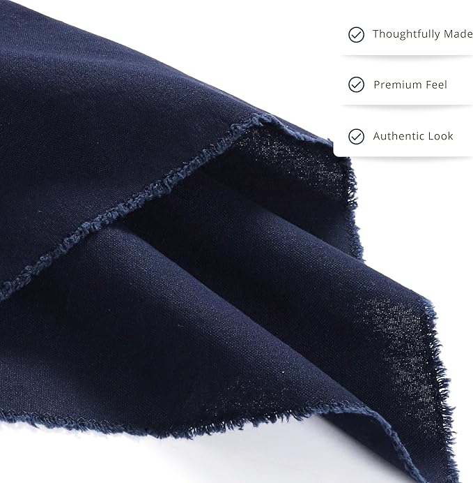 Ramanta Home Cloth Napkins Set of 12 Navy Blue 18x18 Inch - Spring Soft & Durable Frayed Dinner Napkin for Easter Wedding, Birthday | Heavy Weight Fabric Table Linen for Everyday Use Family Dinners
