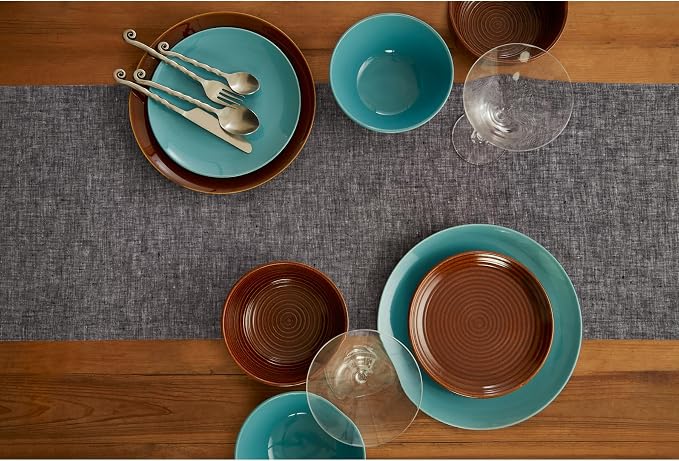 Solino Home Linen Small Table Runner 48 Inches - Athena, 100% Pure Linen Chambray Black Table Runner 14 x 48 Inch Ideal for Dresser and Coffee Tables