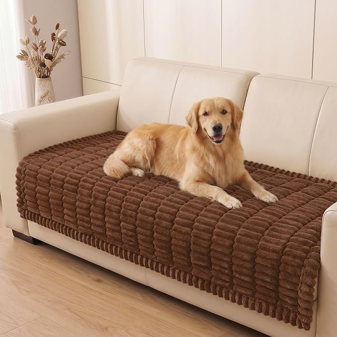 Smiry Couch Cover for Dogs, Non Slip Washable Sofa Protector for Pets, Soft Furniture Cover for Pet, Stylish Sofa Covers, Cozy Protect Against Fur, Dirt & Everyday Messes (Brown, 35.4" x 88")