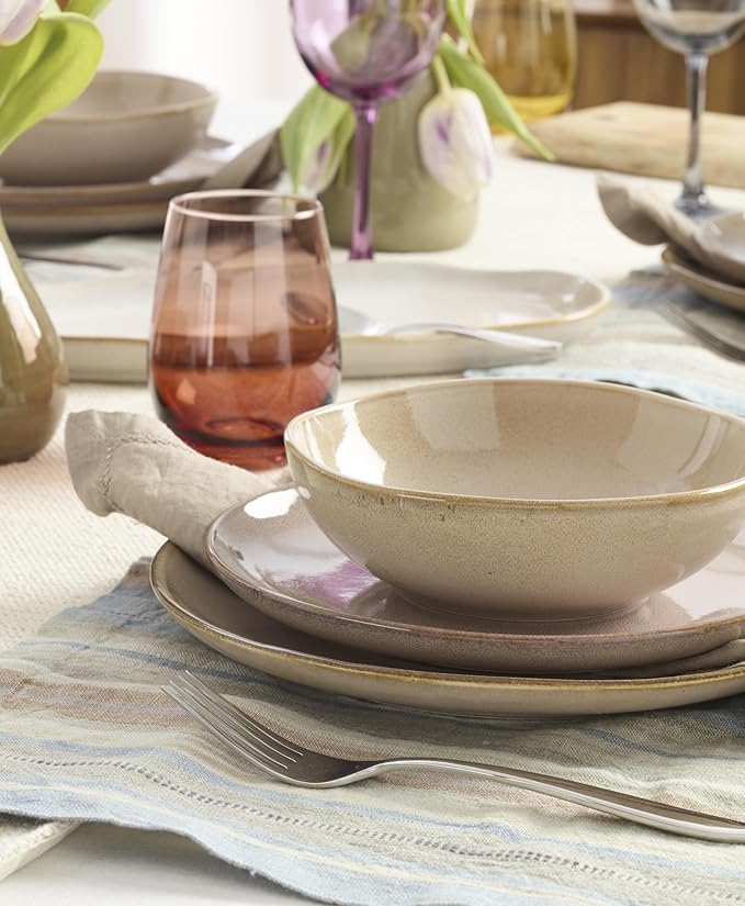 Oneida 897202 Organic Shades 12-Piece Dinnerware Set, Service For 4, Unique Color May Vary, Clay