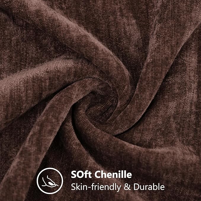 decorUhome Chenille Reddish Brown Throw Pillow Covers 16x16 Inch Set of 2, Decorative Soft Couch Pillow Covers Solid Dyed Accent Farmhouse Neutral Square Pillow Cases for Sofa