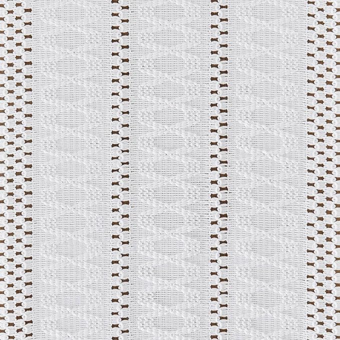 ZeeMart Macrame Style Boho Table Runner, White Table Runners 48 Inches Long, Farmhouse Woven Home Decor, 12x48 Inch, White