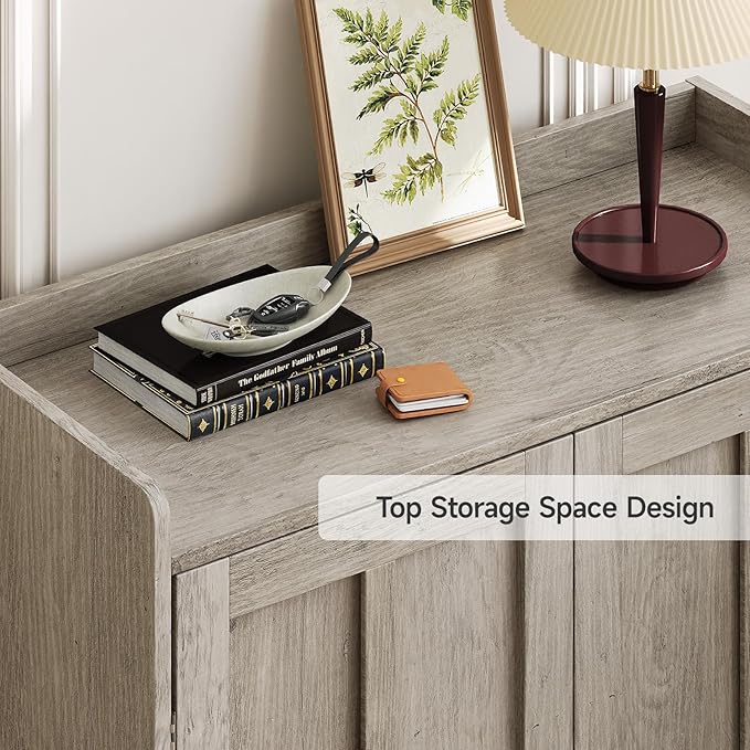 ComfyCorner Grey 7+1 Tier Farmhouse Shoe Storage Cabinet - 45" Tall Entryway Organizer with Cross Molding Doors, 3 Adjustable Shelves & Metal Legs, Shoe Rack for Front Door Entrance