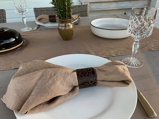 Linen Napkins –100% French Flax – Stonewashed Pure Linen Cloth Napkins - Size 18 Inch x 18 Inch – Set of 4 (Natural Rustic Taupe)