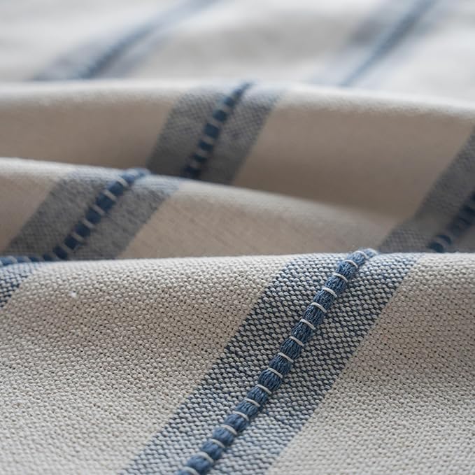 Cethom Boho Lumbar Pillow Covers 14x36 Long, Pack of 1, Blue Striped Decorative Body Pillowcase for Couch Bed, Textured Farmhouse Accent Cushion Covers for Living Room Bedroom Sofa Home Decor