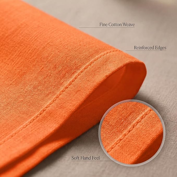 Urban Villa Cloth Napkins 100% Cotton Highly Absorbent Washable Durable Reusable Premium Dinner Napkins Ideal for Gifts for Mothers Day Hotel Farmhouse Parties - Orange (20" x 20", Set of 12)