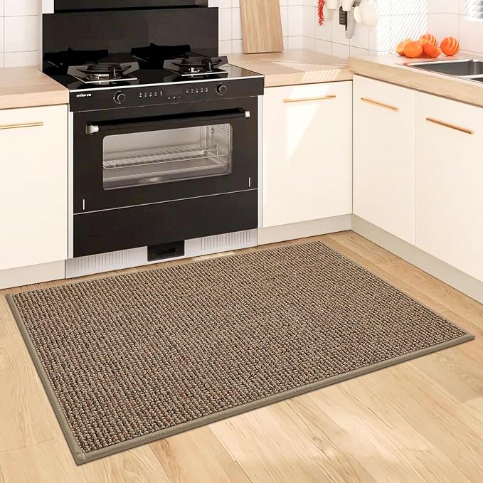 BEQHAUSE Kitchen Rugs 20"x32", Non-Slip Kitchen Mats for Floor, Super Absorbent and Stain Resistant Kitchen Rugs, Machine Washable Rugs for Kitchen, Hallway, Laundry & Sink, Taupe