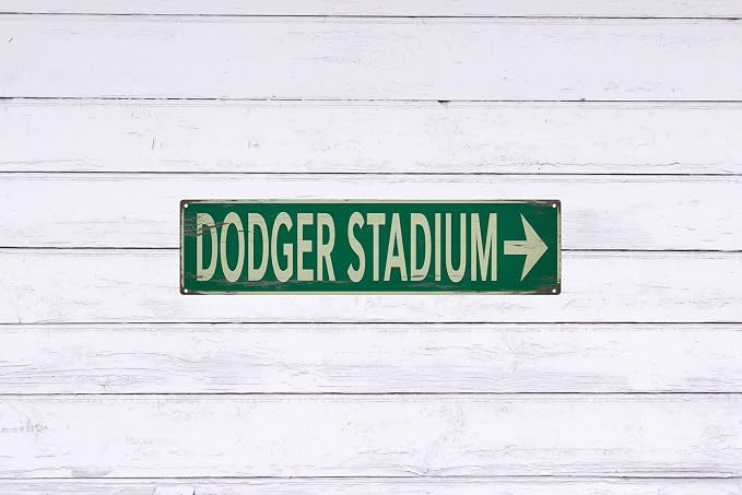 Dodger Stadium Metal Sign 4x16in Vintage Plaque for Sports Fan Man Cave Wall Decor