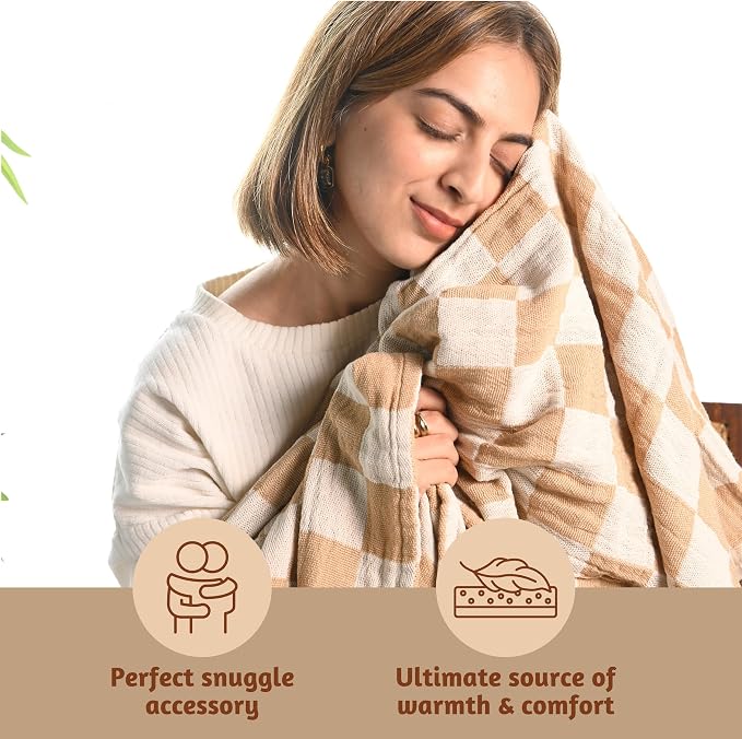 Folkulture Throw Blanket for Couch 50" x 60" |Cotton, Lightweight & Breathable Summer Blanket for Chair, Couch, Bed |Yellow Comfort Throw Blankets for Living Room, Summer Must Haves, Graduation Gifts