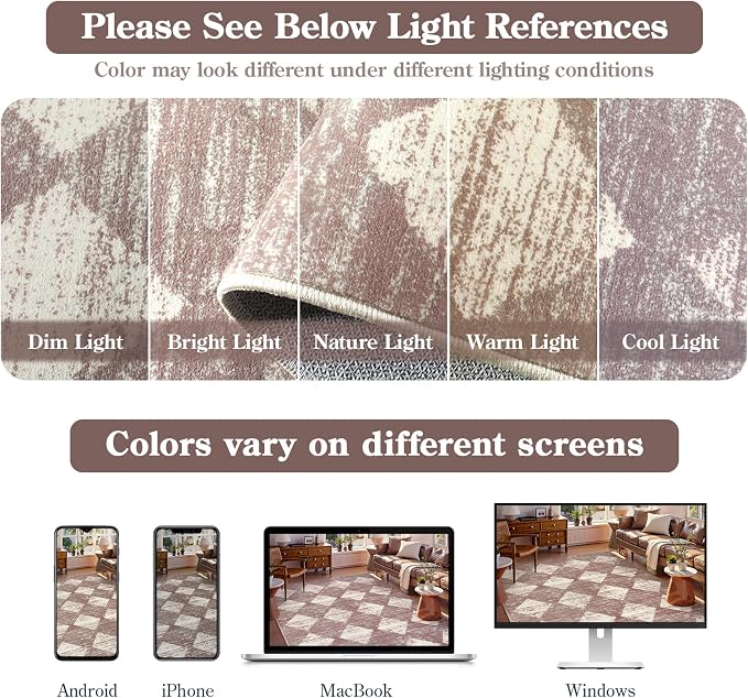 Lahome Zelie Moroccan Treills Area Rug - 2x3 Small Beige Bathroom Rug Door Rugs for Entryway Indoor, Checkered Washable Non Slip Throw Carpet for Bathroom Powder Room Kitchen Bedroom Front Door