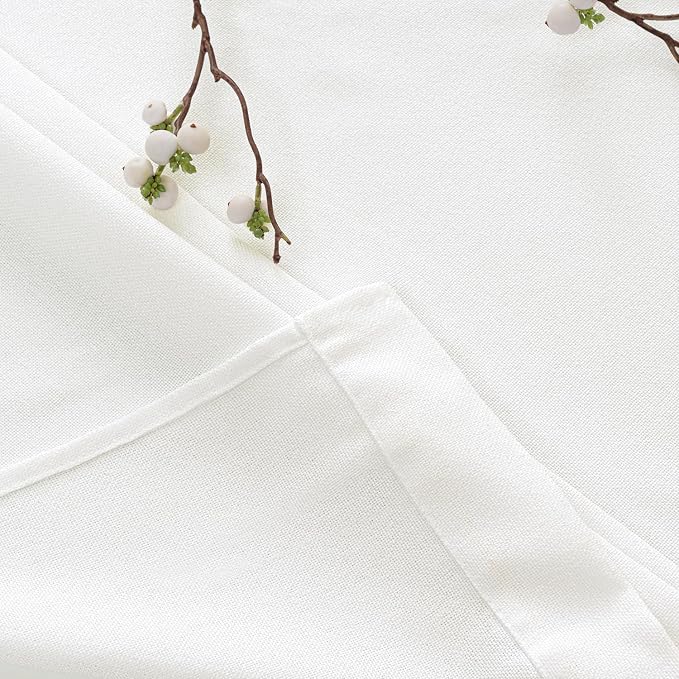 MIULEE Faux Linen Curtains 63 Inch Length 2 Panels Heathered White Semi Sheer Curtain with Back Tab Rod Pocket, Light Filtering Window Privacy Burlap Drapes for Living Room Bedroom 42W x 63L