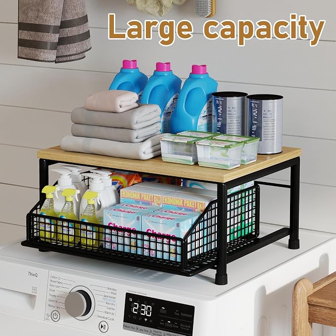 Funecy Coffee Pod Drawer Holder,Coffee Machine Storage Rack,Home Kitchen Counter Coffee Bar Organizer,Storage Basket Drawer (Black)