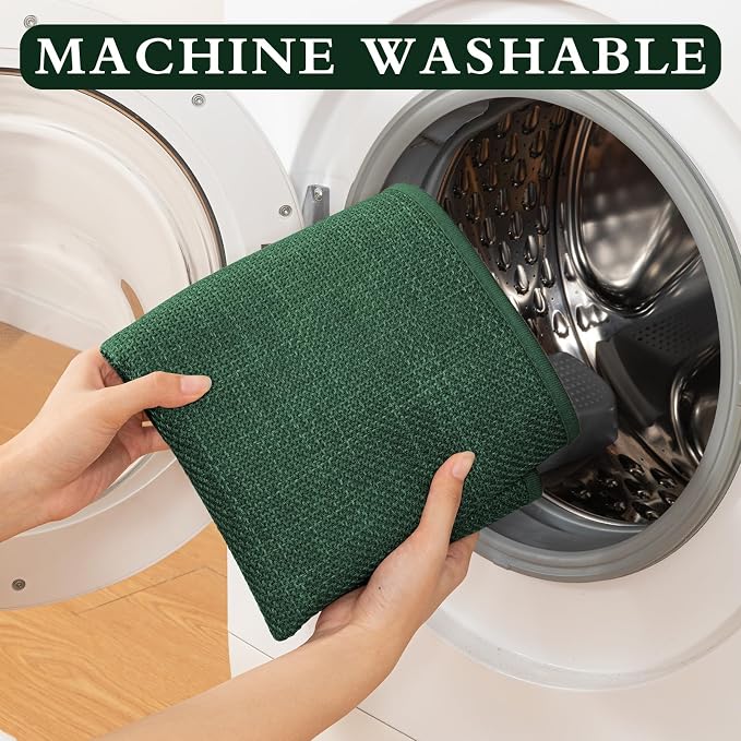 YIHOUSE Green Bathroom Rug Set 3 Piece, Absorbent Bath Mat for Bathroom Non Slip Washable, Quick Dry, Thin Bath Rug for Toilet and Floor