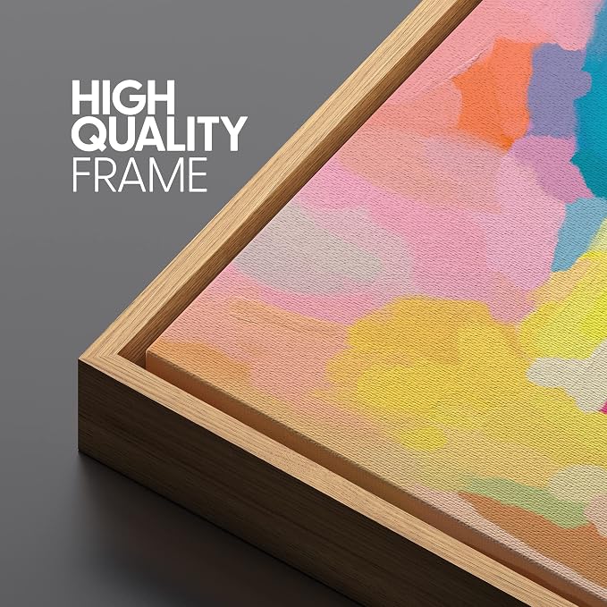 SIGNLEADER Framed Canvas Print Wall Art Set Pastel Watercolor Paint Landscape Abstract Shapes Digital Art Modern Art Decorative Minimal Relax/Zen for Living Room, Bedroom, Office - 16"x24"x2 NATURAL