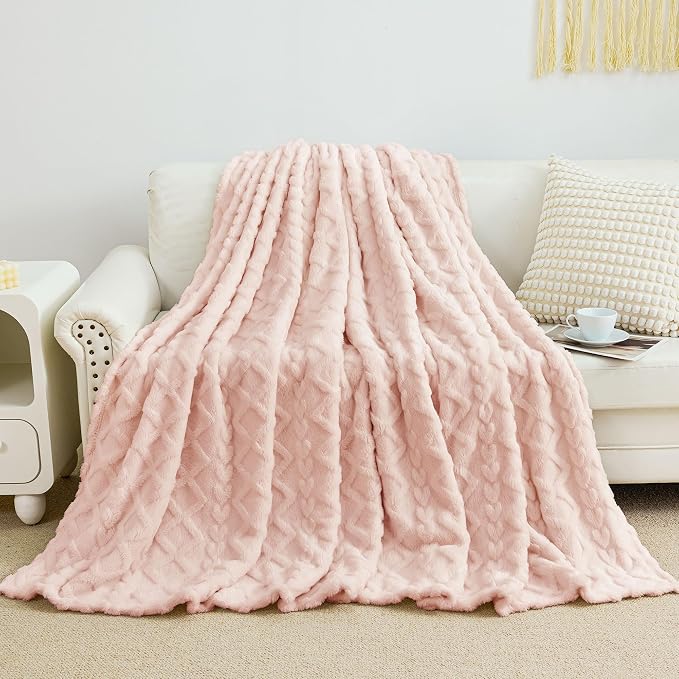 Aganear Blanket Queen Size - Fuzzy Cozy Sof Blanket for Couch, Sofa, Bed, Office, Decorative Present for All Seasons, Portable Throw Blankets for Couch, Sofa, Bed(90"x90", Pink)