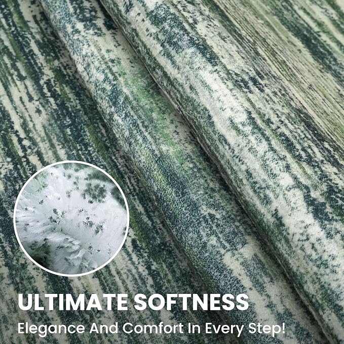SIILOOM 2x7 Modern Abstract Runner Rug for Hallways, Dark Green Super Soft Hallway Decor Kitchen Rugs with Non-Slip, Non-Shedding Washable Rug for Hallways Entryway Bedroom Indoor
