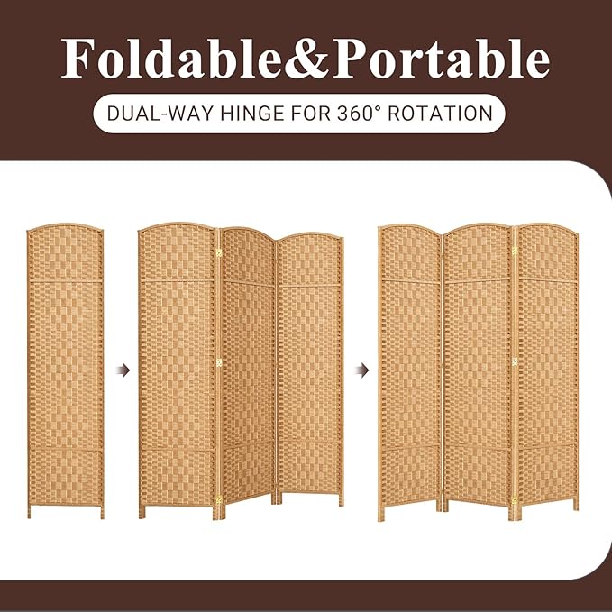 HALLYBEE Room Divider, Room Dividers and Folding Privacy Screens, 16in Privacy Screen, 3 Panel Temporary Wall Partitions, 6ft Space Separation Panel Screen, Light Beige