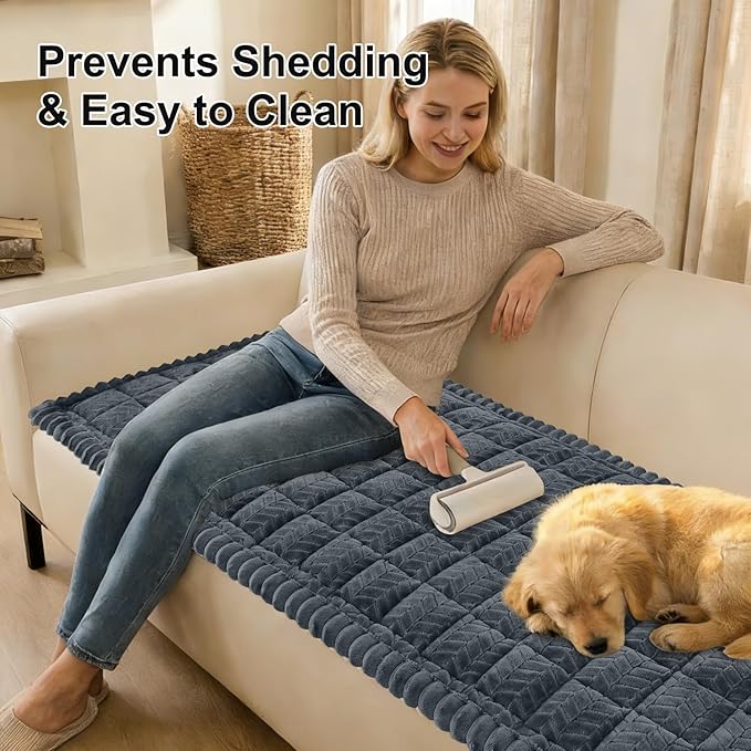 Smiry Non Slip Couch Armrest Covers for Dogs, Fuzzy Pet Couch Arm Covers for Sofa Pet Friendly, Soft Sofa Slipcovers Recliner Chair Arm Protector Washable (Dark Grey, 27.6" x 27.6")