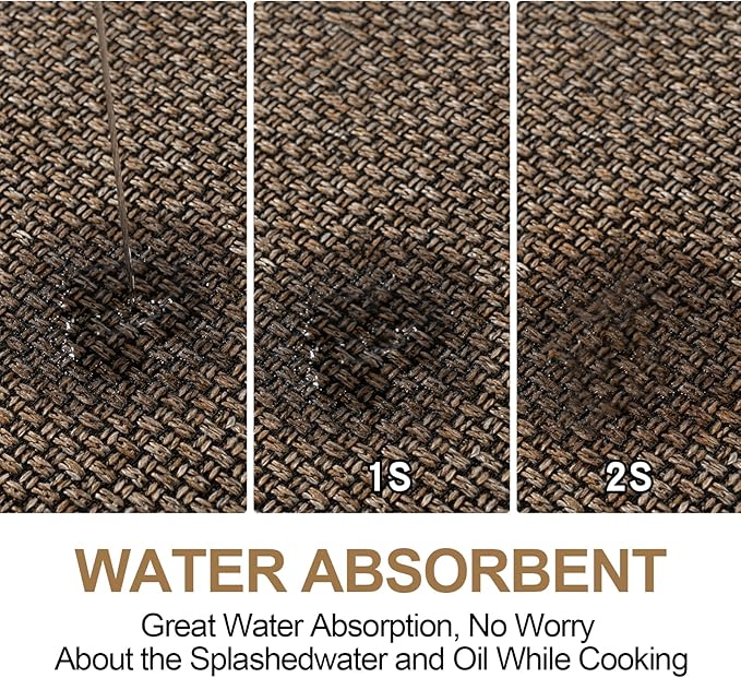 SUMLANS Kitchen Mat 1 PCS, Cushioned Non Slip Rugs for Kitchen Floor, Absorbent Runner Comfort Standing Mats Washable for Kitchen, Office, Home (Brown, 17.3"x47")