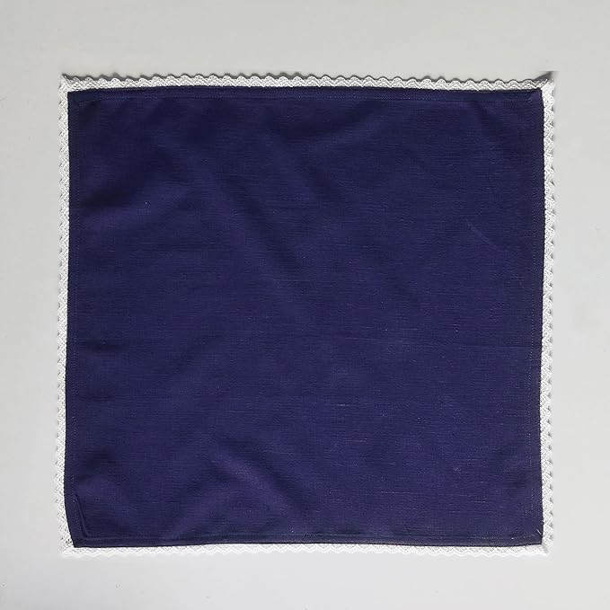 Fingercraft Dinner Cloth Napkin Cotton Linen Set of 12 Mitered Corners with Natural Elegant Lace for Everyday Use Napkins are Pre Shrunk and Good Absorbency with Lace 20x20 in Navy Easter Color
