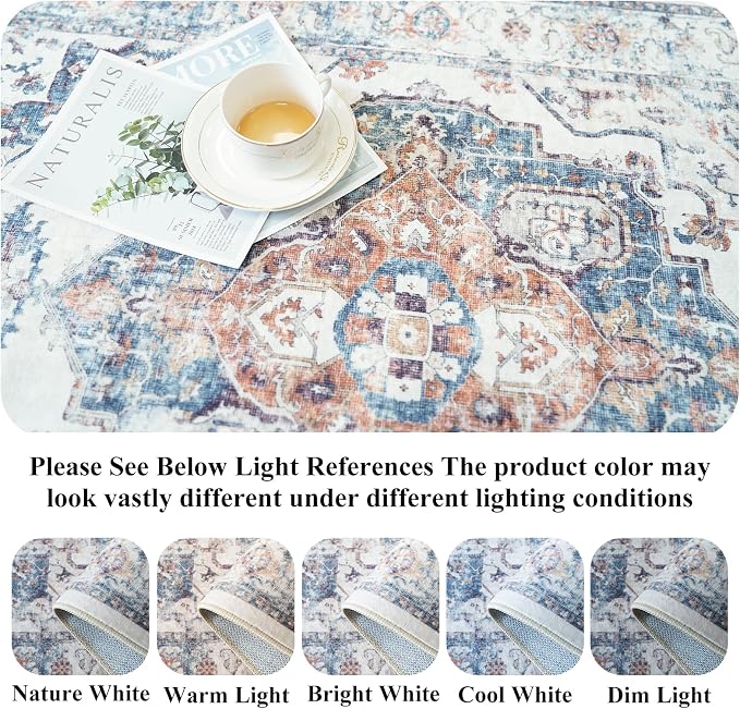 Hallway Washable Runner Rug - 3x6 Kitchen Rugs Entryway Rug Runner Vintage Soft Floor Mat Non Slip Indoor Farmhouse Carpet for Bathroom Living Room Bedroom (3 X 6, Brick)