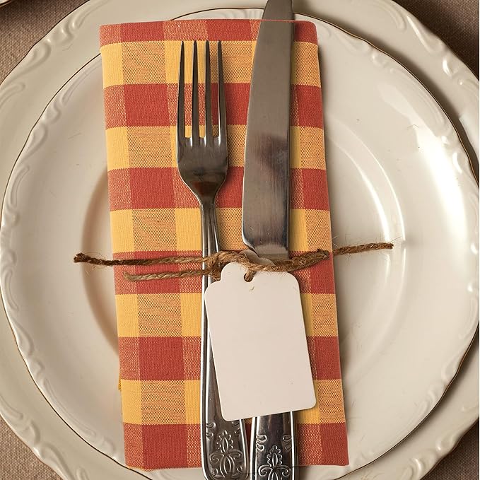 Urban Villa Cloth Napkins 100% Cotton Highly Absorbent Washable Durable Reusable Premium Dinner Napkins Ideal for Gifts for Mothers Day Hotel Farmhouse Parties - Brick Gold (20" x 20", Set of 6)
