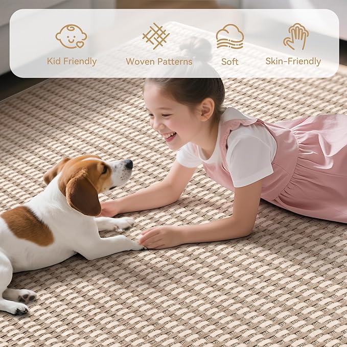 YDKGL 2x6 ft Kitchen Runner Rug Mat Non Slip Boho Woven Hallway Runner Washable, Soft Long Entryway Laundry Hall Floor Runners Rugs Carpet for Indoor Backdoor Bedroom Kitchen Living Room, Brown