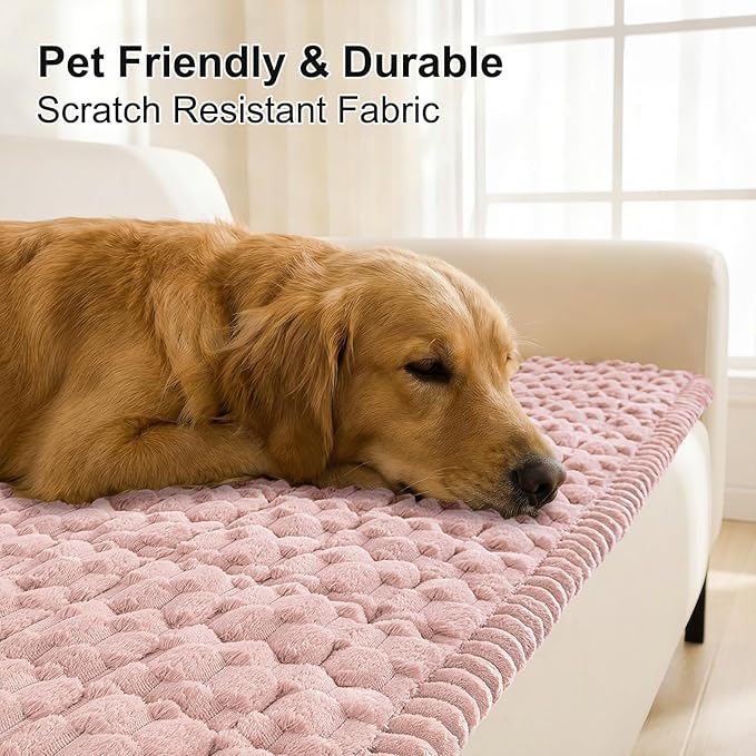 Smiry Couch Covers for Dogs Washable, Non Slip Fuzzy Pet Couch Covers for Sofa, Soft Thick Sofa Slipcovers Furniture Protector Pet Friendly (Dusty Rose, 27.6" x 27.6")