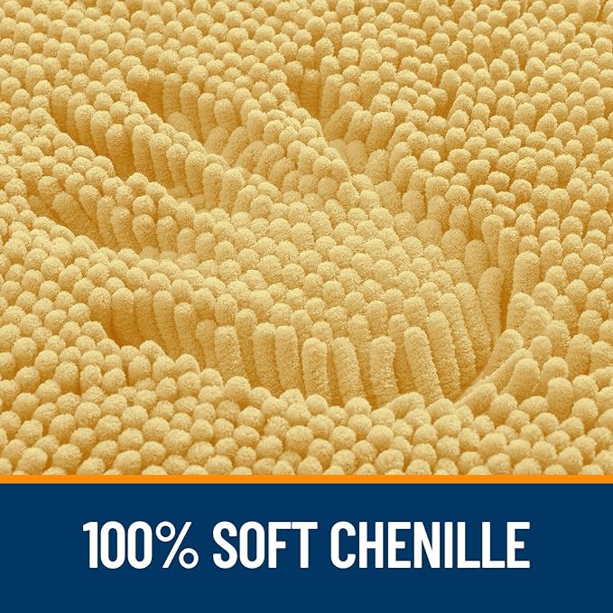 OLANLY Bathroom Rugs 36x24, Extra Soft Absorbent Chenille Bath Rugs, Rubber Backing Quick Dry, Machine Washable Bath Mats for Bathroom Floor, Tub and Shower, Home Decor Accessories, Yellow
