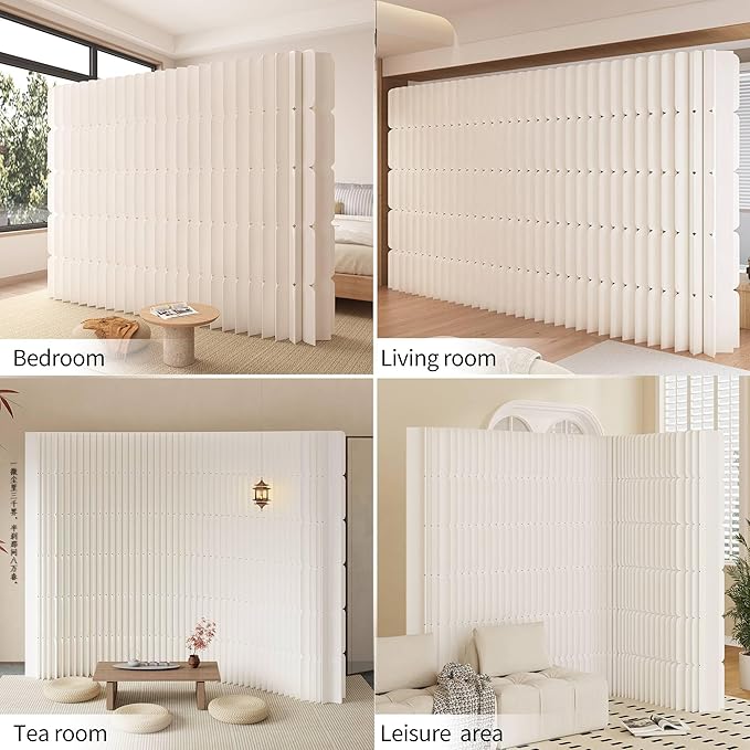 Foldable Paper Room Divider - Portable Accordion Privacy Screen, Freestanding Partition for Living Room & Home Office, Easy to Assemble as Room Divider or Backdrop Wall (H86.6in * L157.5in)