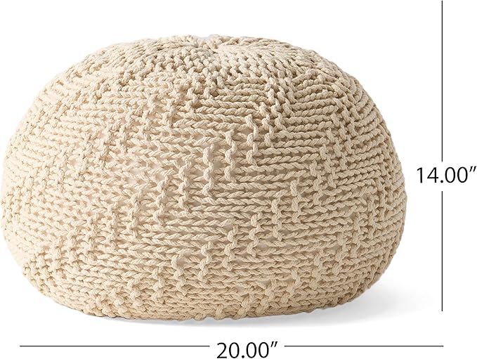 Christopher Knight Home Barwick Pouf, Ivory