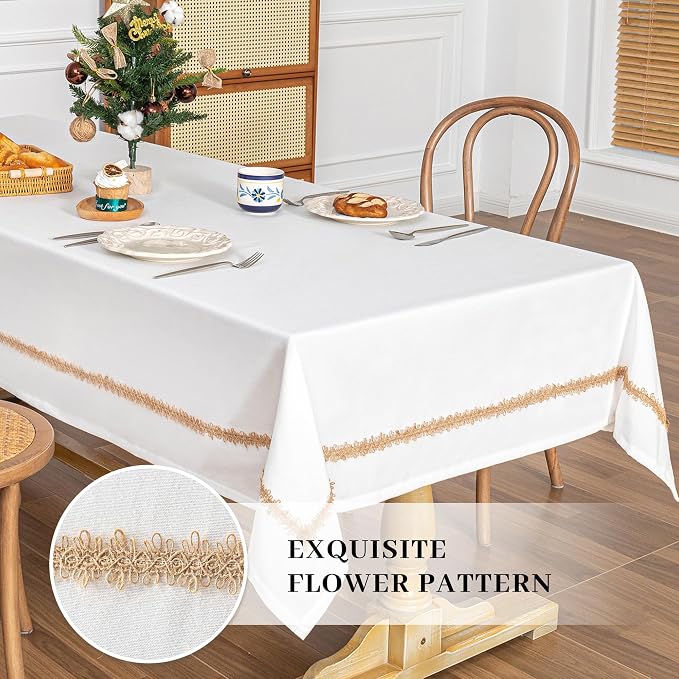 MYSKY HOME Table Cloth for Rectangular, Waterproof Tablecloth, Soft Cotton Indoor/Outdoor Tablecloths, Wrinkle Free Table Cloth Heavy Duty Rectangle Table Cloths for Parties & Dining Use, 55"X55"