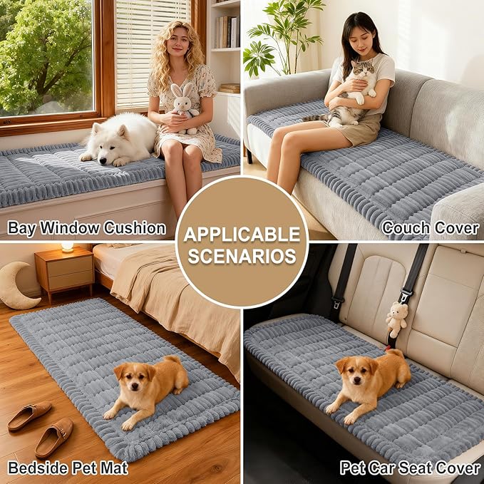 hyha Couch Cover for Dogs Washable, Non Slip Thick Flannel Sofa Protector, Pet Friendly Plush Furniture Cover for Sectional Sofa & Loveseat (Grey, 27.6" x 70.9")
