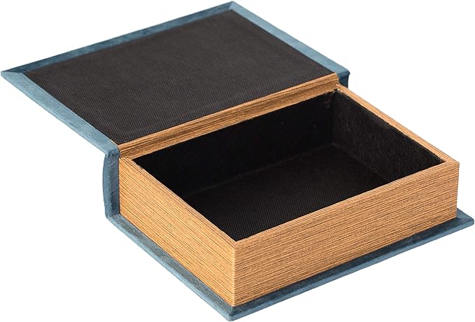 Decorative Vintage Book Shaped Trinket Storage Box - Blue
