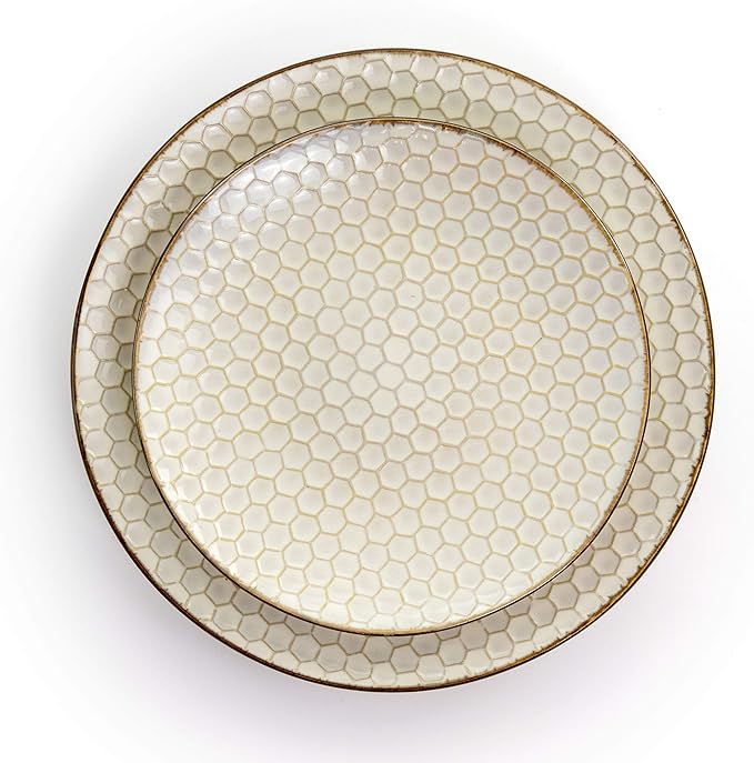 Elama HoneyIvory 16 Piece Stoneware Dinnerware Set in Ivory