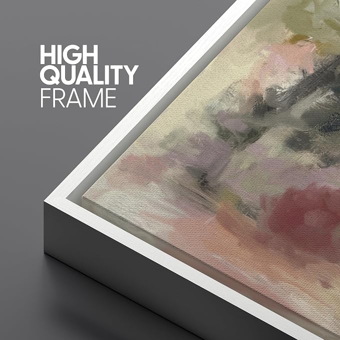 SIGNLEADER Framed Canvas Print Wall Art Set Soft Abstract Pastel Floral Impressionist Botanical Illustrations Modern Multicolor for Living Room, Bedroom, Office - 16"x24"x2 WHITE