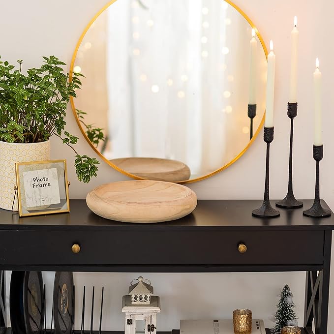 Hanobe Decorative Bowl for Entryway Table: 12.6" Round Decorative Wooden Bowls for Home Decor - Rustic Natural Dough Bowl Coffee Table Decor for Moss Holder