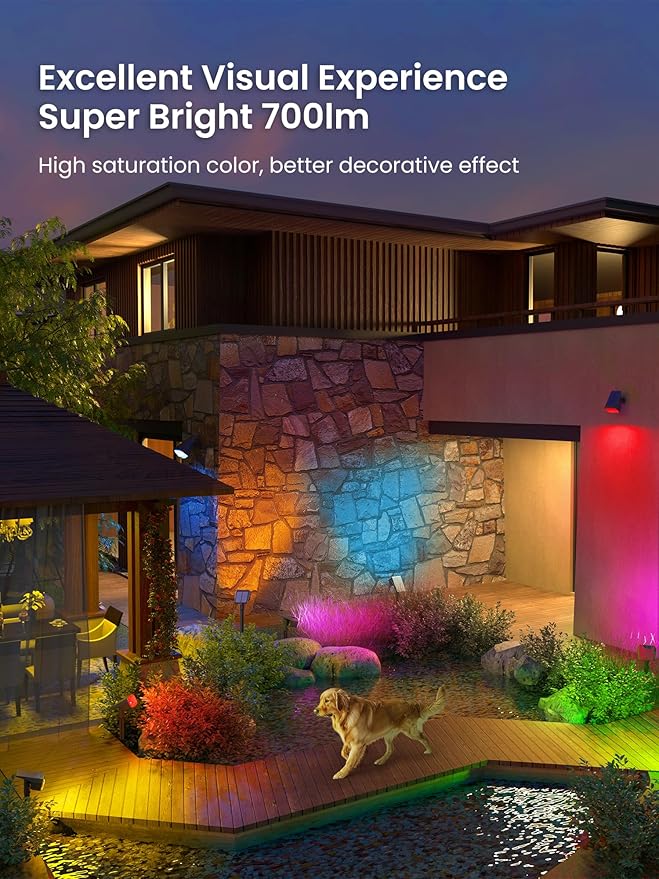 AUDERWIN Solar Spot Lights Outdoor, 9 Lighting Modes RGB, Solar Lights Outdoor Waterproof IP65, 63 LED Landscape Spotlights for Holiday Decorations